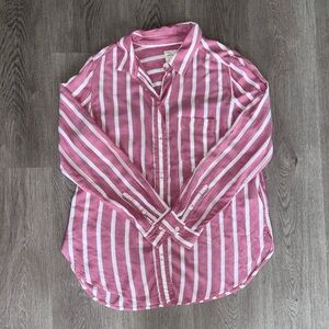 American Eagle Outfitters Watermelon Pink Striped Button Down Shirt